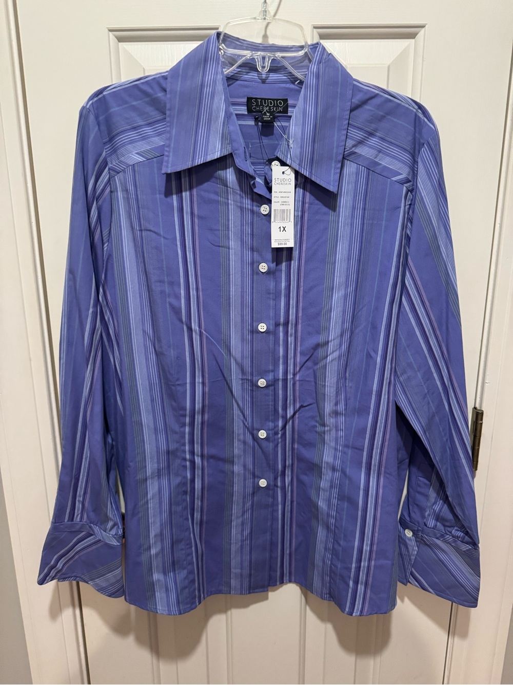 Studio Men's Purple & Light Blue Striped Dress Shirt